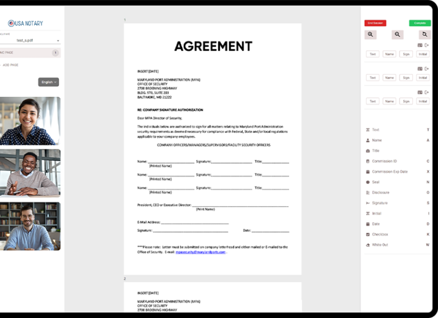 laptop screen showing the process of online notarization